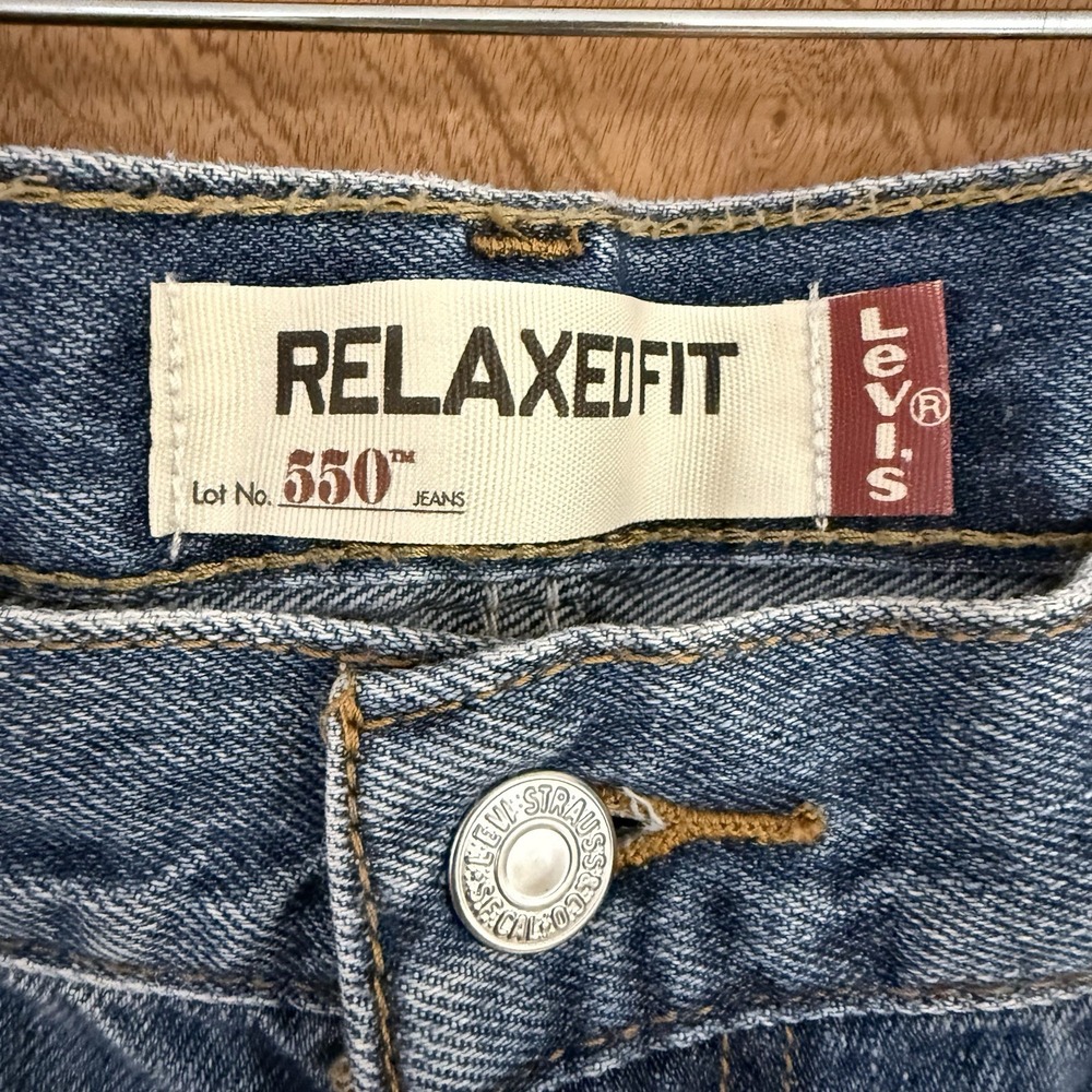 Y2K Levi's 550 Relaxed Fit 34x30(32x29)  Stone Washed Denim Tapered 2009 - Picture 2 of 16